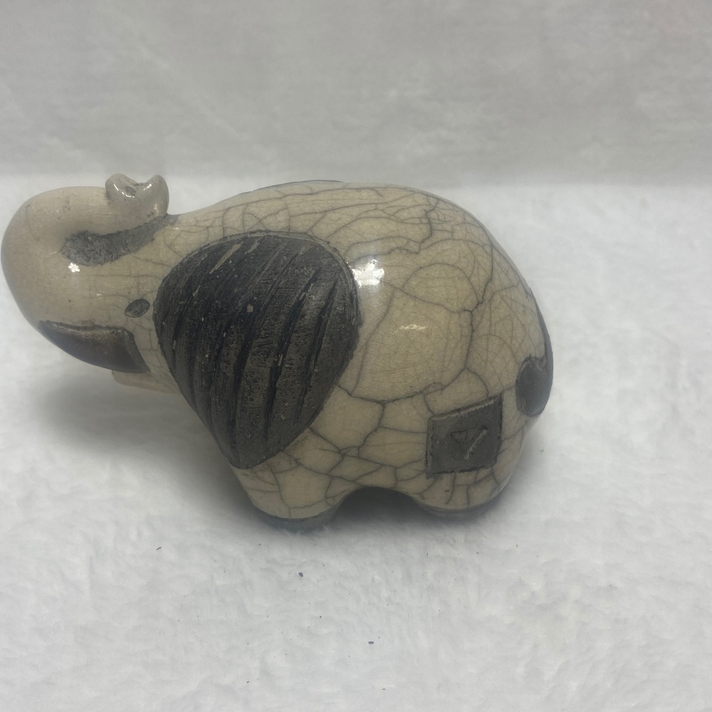 South African Raku Elephant Handmade Ceramic Elephant Collectible Crackle‎ Glaze